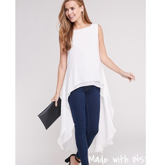 Day & Night Tops - Day & Night White High Low Flowy White Top